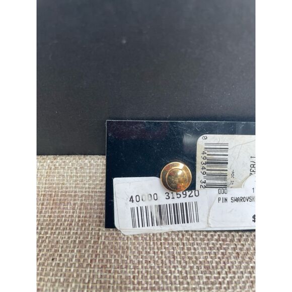 Swarovski Teddy Bear Pin Crystal Green Clear Gold Color Rhinestone - Picture 2 of 4